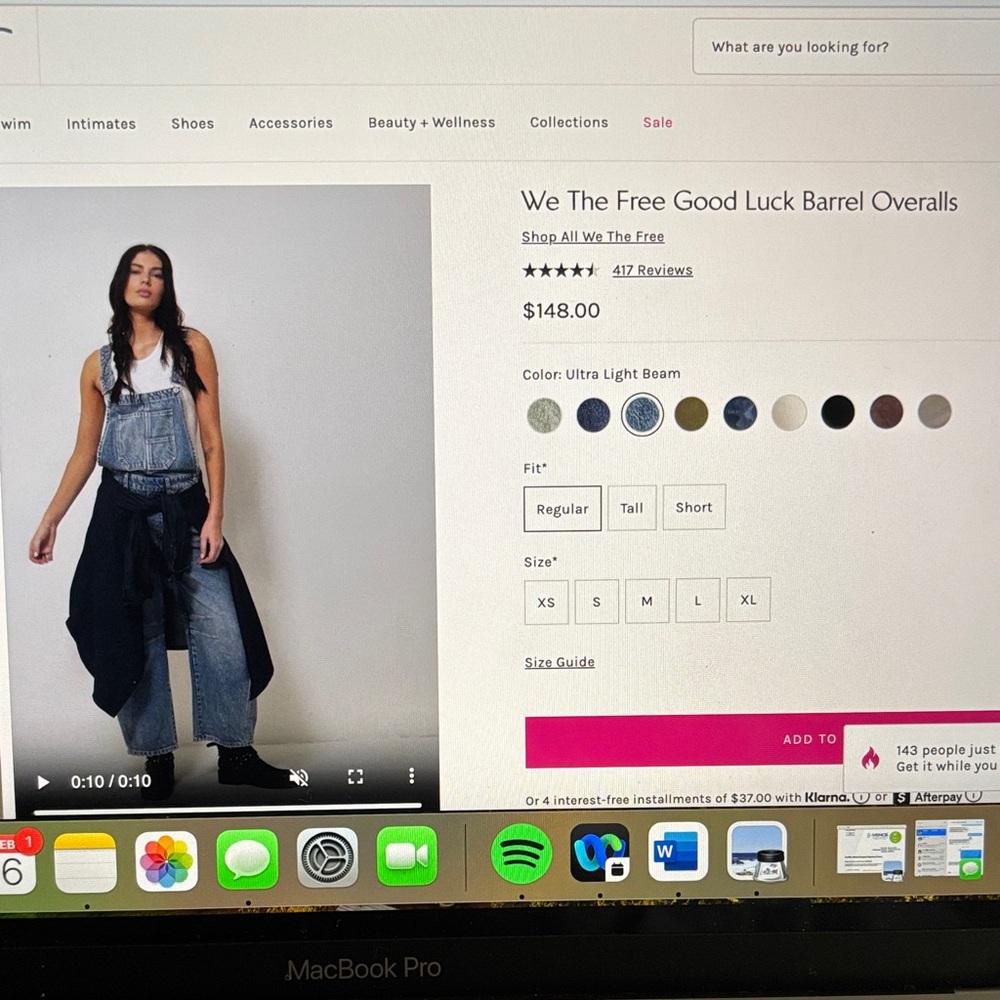 We the free good luck barrel overalls. Small petite. Color ultra light beam